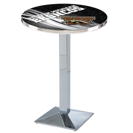 Holland Bar Stool Co 36" Chrome Western Michigan Pub Table, 28" dia. Top L217C3628WestMI-D2